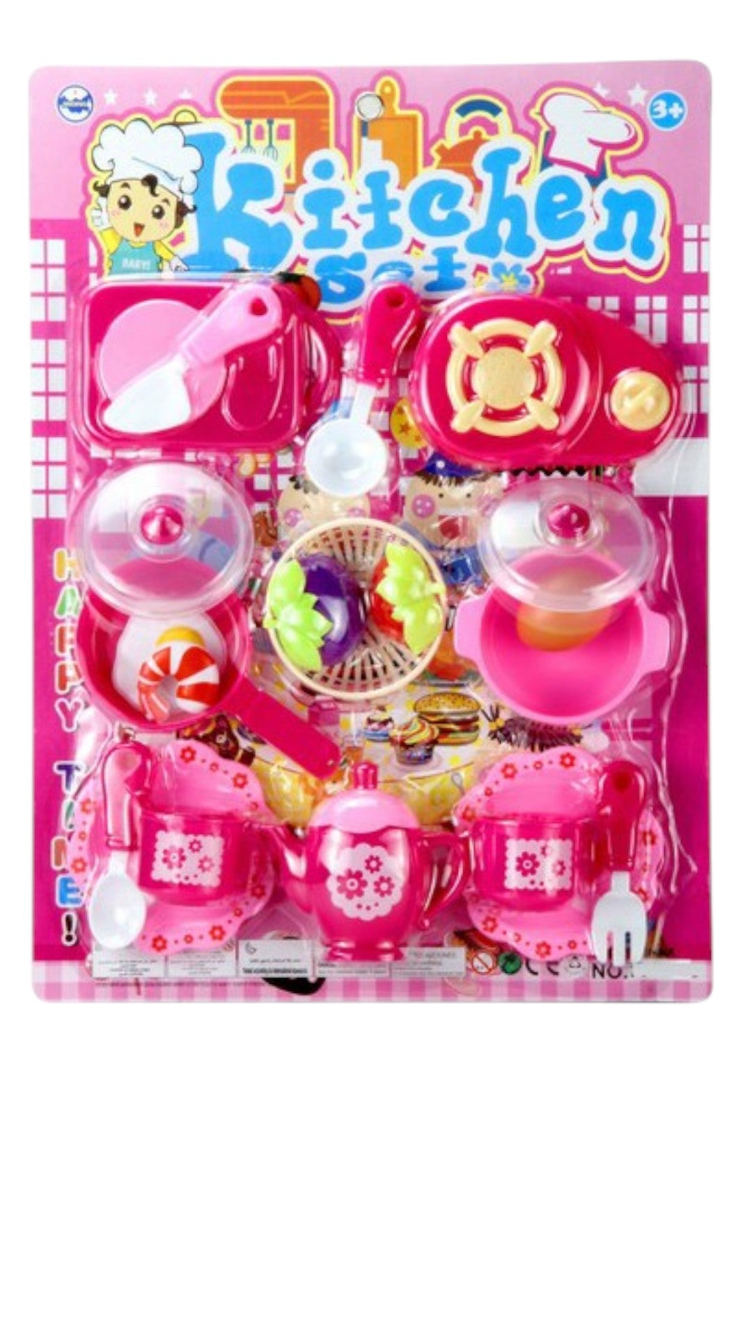 Set Bucatarie Roz cu Ceainic
