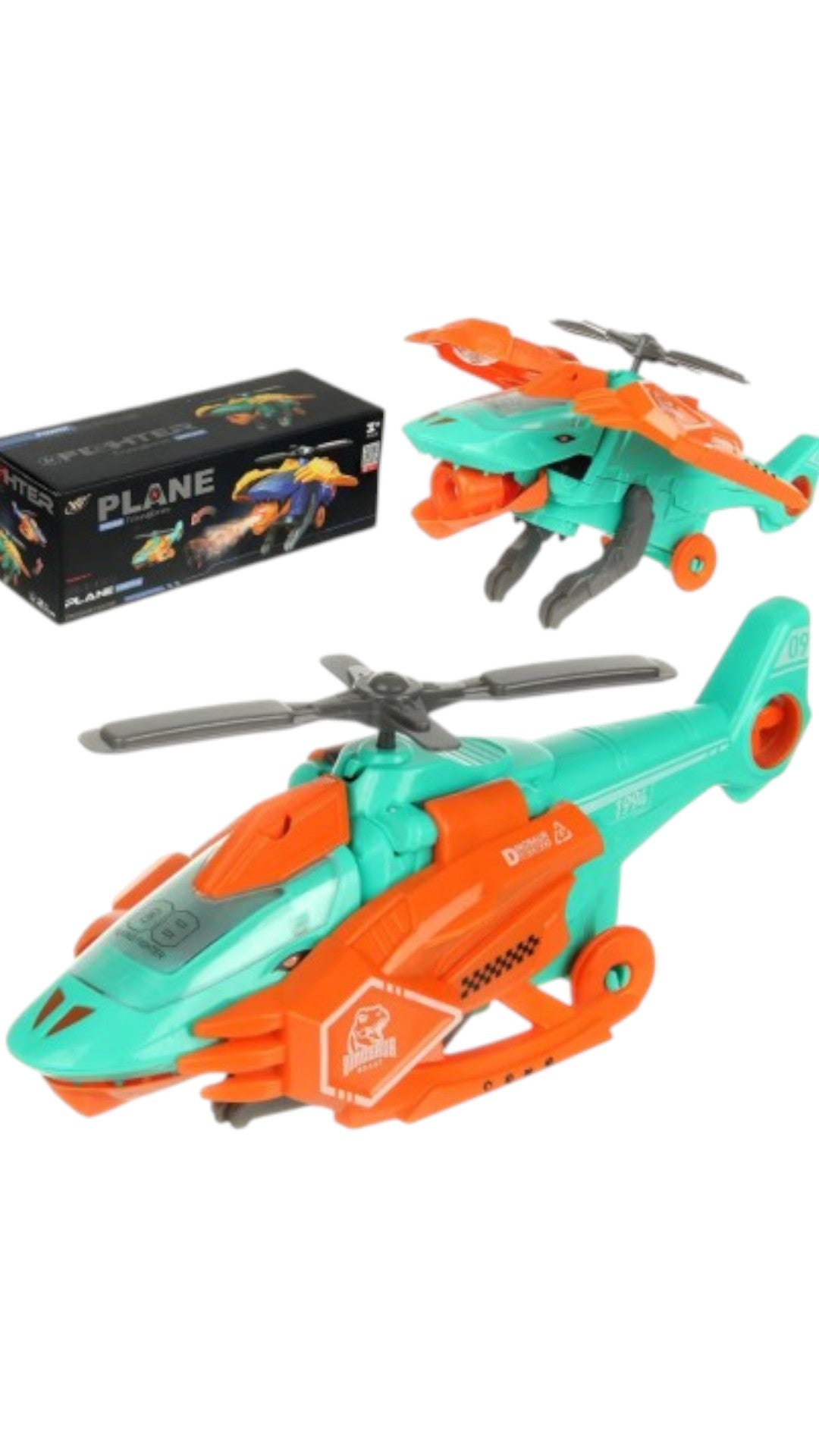 Elicopter care se transforma in dinozaur, scoate sunete, lumini