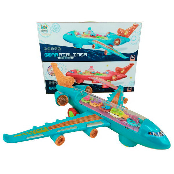 Avion transparent muzical lumini si sunet 3D