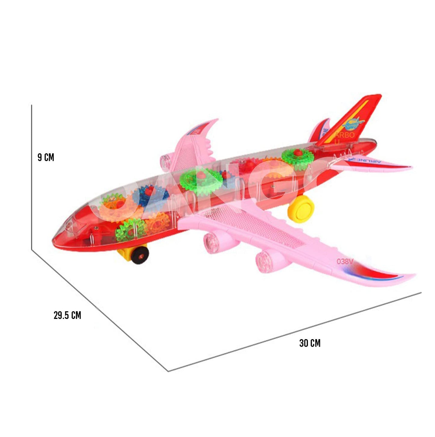 Avion transparent muzical lumini si sunet 3D