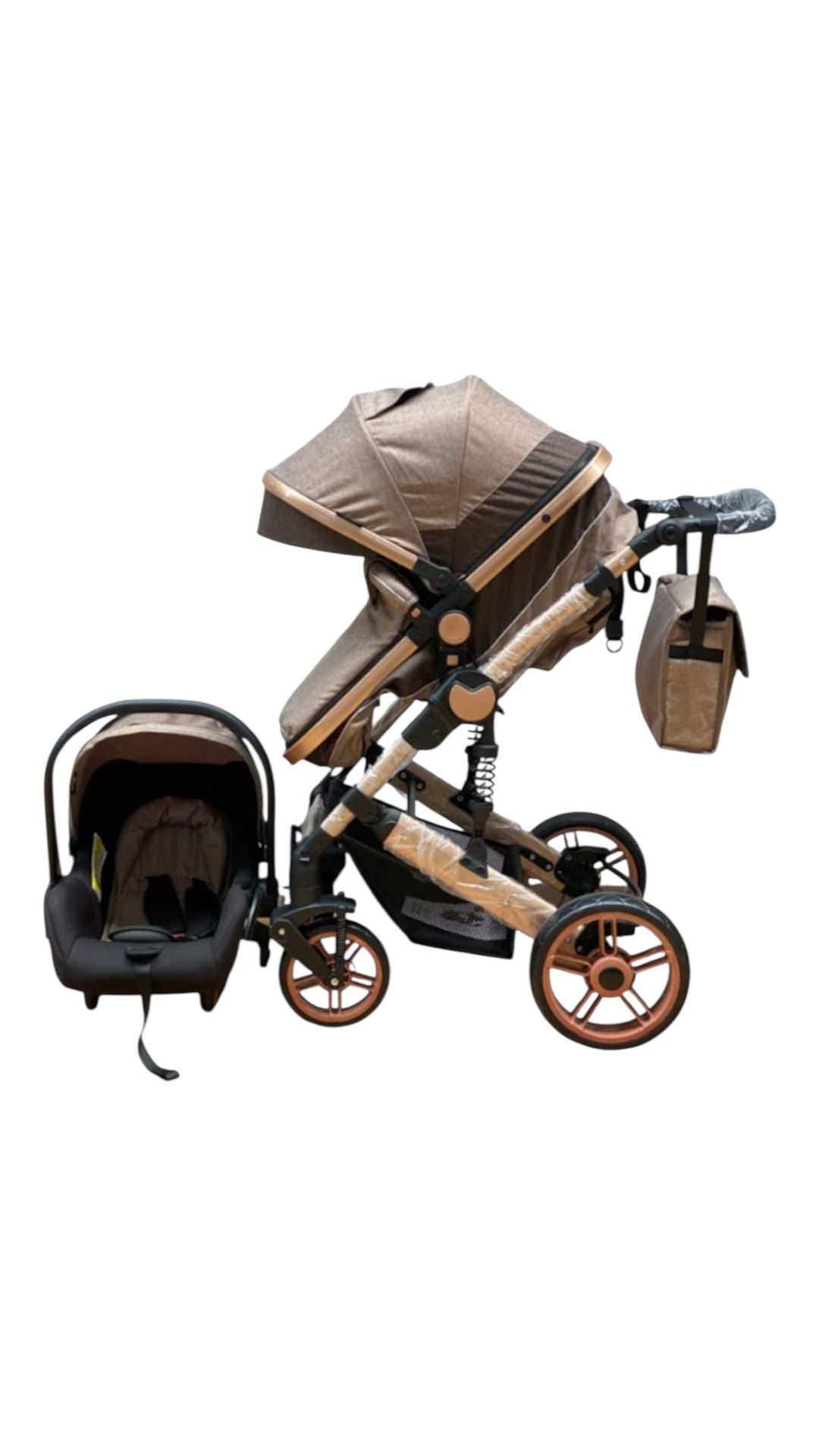 Carucior copii Bubu-Still, 3 in 1, ultrapliabil si cu landou reversibil, sustinere dubla, maner reglabil