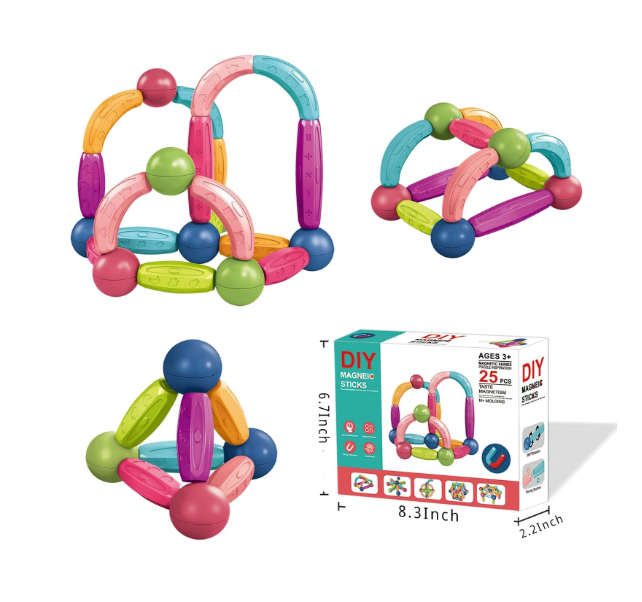 Set inteligent constructie magnetica cu 25 piese, lego, educativ si creativ