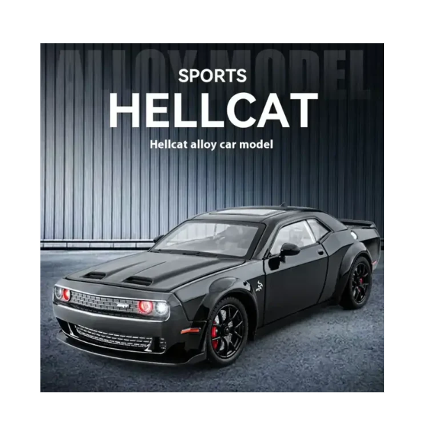 Maina Metalica Dodge Challenger 1:24 SRT Hellcat Redeye cu Efecte de fum Muzicala si lumini 1:24