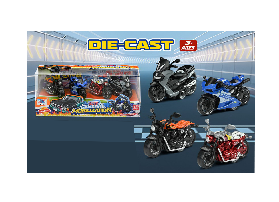 Set 4 Motociclete metalice, Wheels Motorcycle