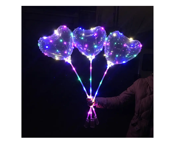 Set 50 Baloane Party LED multicolor, forma Inima