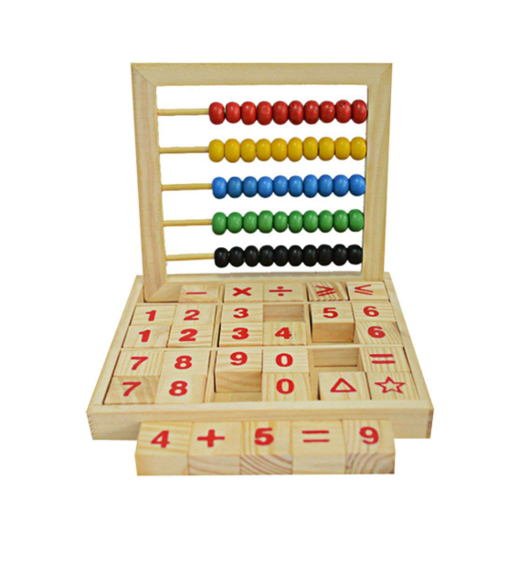 Numaratoare cu 30 piese aritmetice din lemn ecologic, Jucarie abacus pentru copii prescolari