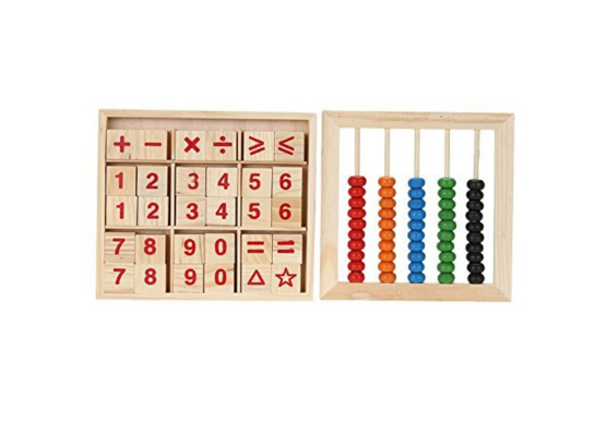 Numaratoare cu 30 piese aritmetice din lemn ecologic, Jucarie abacus pentru copii prescolari