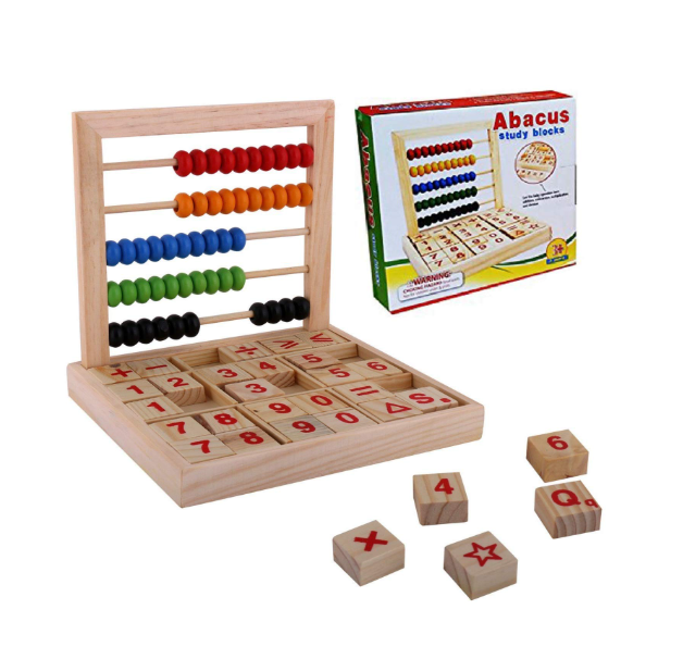 Numaratoare cu 30 piese aritmetice din lemn ecologic, Jucarie abacus pentru copii prescolari