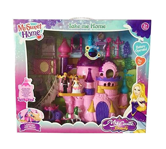 Set Castelul viselor cu Papusi si accesorii lumini si muzica 41 cm