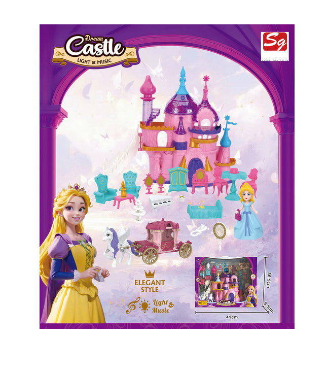 Set Castelul viselor cu Papusi si accesorii lumini si muzica 41 cm