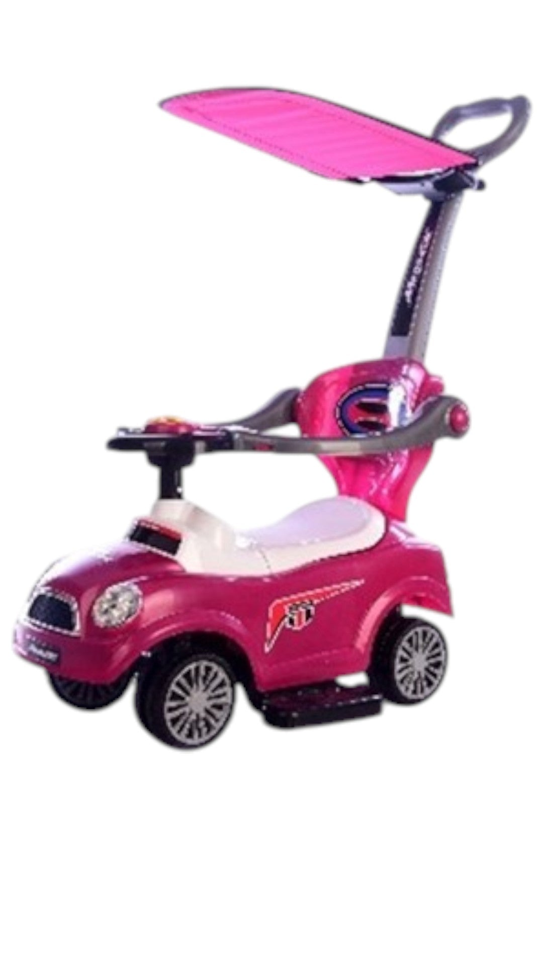 Masinuta 3 in 1 - pentru copii - cu maner - cu muzica si copertina