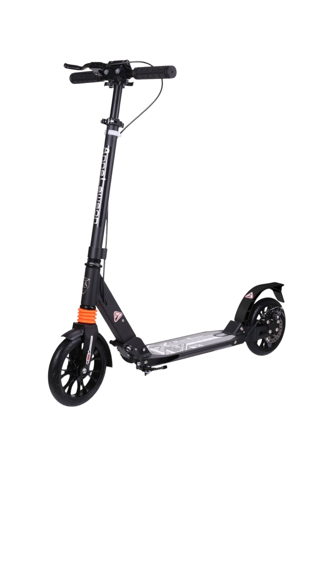 Trotineta pliabila, cu 2 roti, cadru din aluminiu, roti 20 cm din cauciuc, frana cu disc, 96x37x89-104 cm, Y2001NEGRU