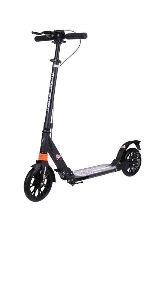 Trotineta pliabila, cu 2 roti, cadru din aluminiu, roti 20 cm din cauciuc, frana cu disc, 96x37x89-104 cm, Y2001NEGRU
