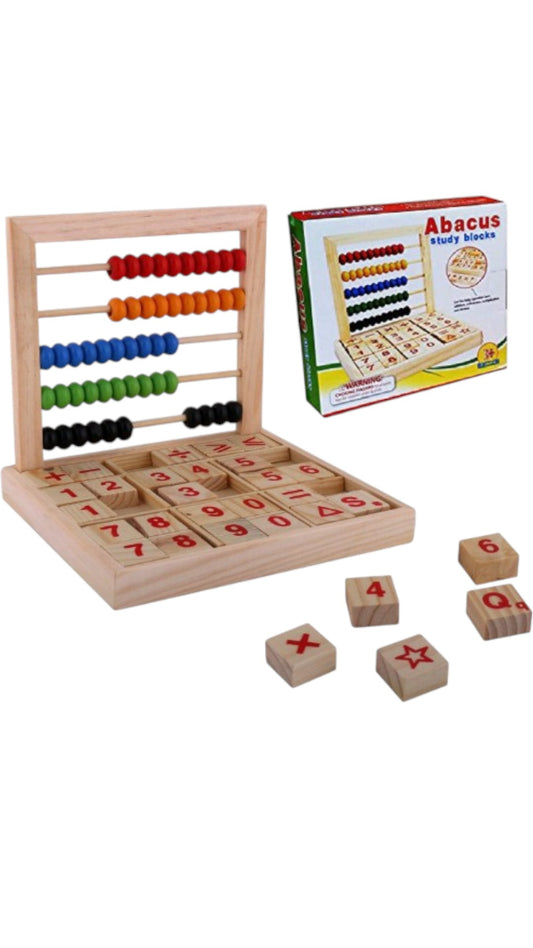 Numaratoare cu 30 piese aritmetice din lemn ecologic, Jucarie abacus pentru copii prescolari