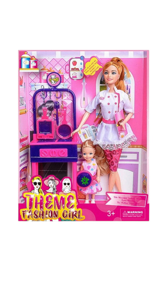 Papusa Bucatara cu Bebe si accesorii