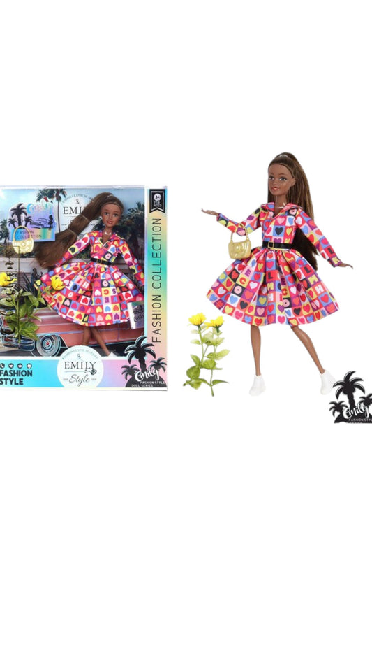 Papusa Emily Fashionistas Bruneta American Style Fashion