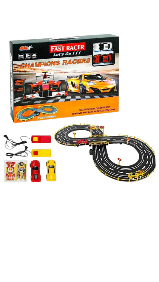 Pista de masini Fast Racer cu doua masinute cu telecomanda