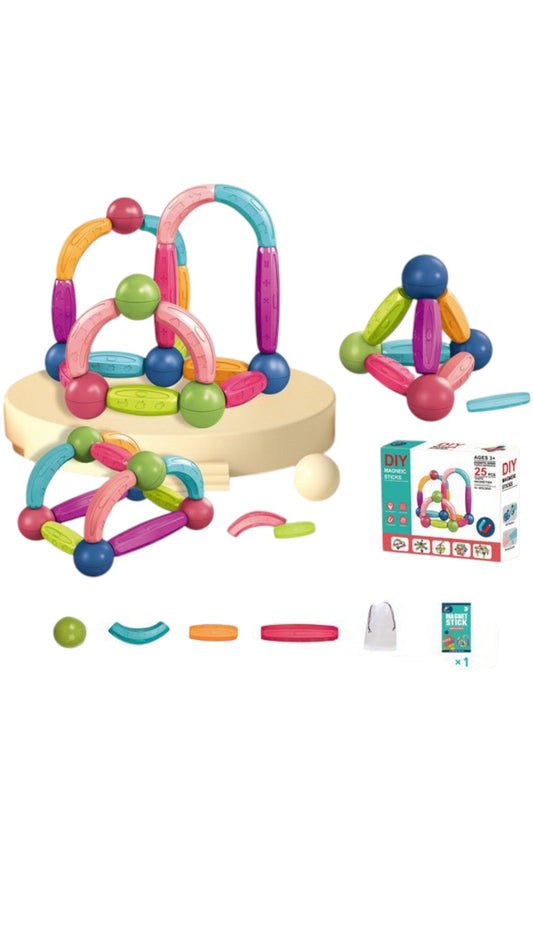 Set inteligent constructie magnetica cu 25 piese, lego, educativ si creativ