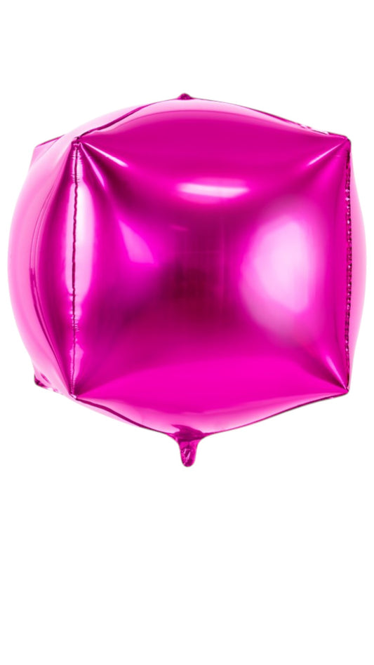 Balon din folie forma cub roz, 35x35x35cm