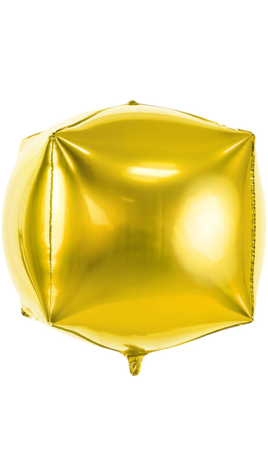 Balon din folie forma cubic auriu, 35x35x35cm