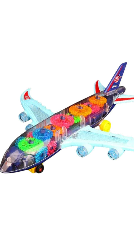 Avion transparent muzical lumini si sunet 3D