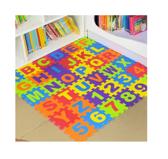 Covor din spuma pentru copii, tip puzzle cifre si litere
