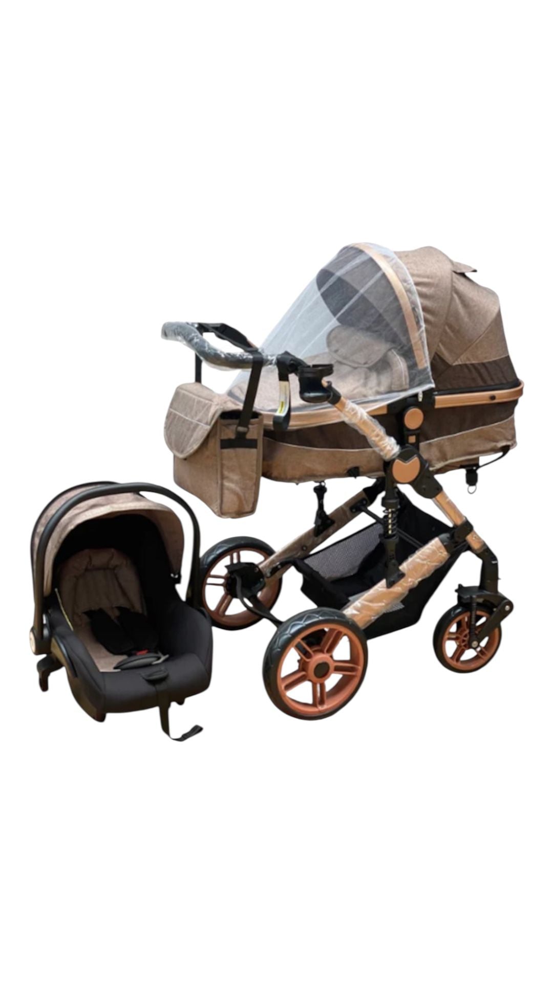 Carucior copii Bubu-Still, 3 in 1, ultrapliabil si cu landou reversibil, sustinere dubla, maner reglabil