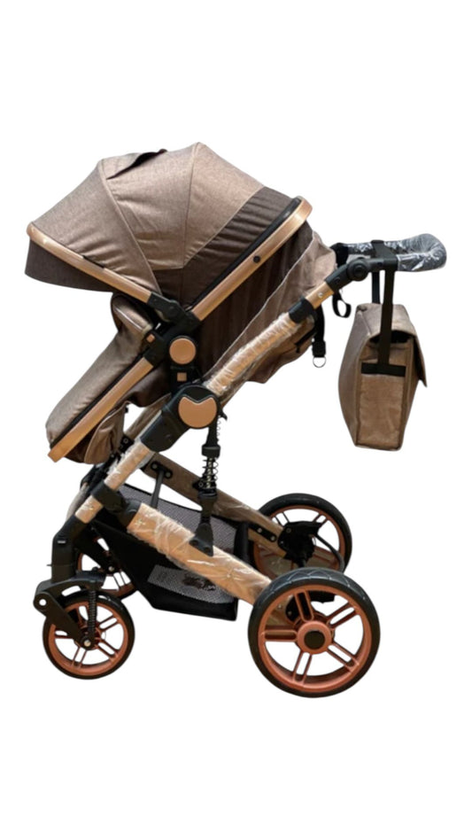 Carucior copii Bubu-Still, 3 in 1, ultrapliabil si cu landou reversibil, sustinere dubla, maner reglabil