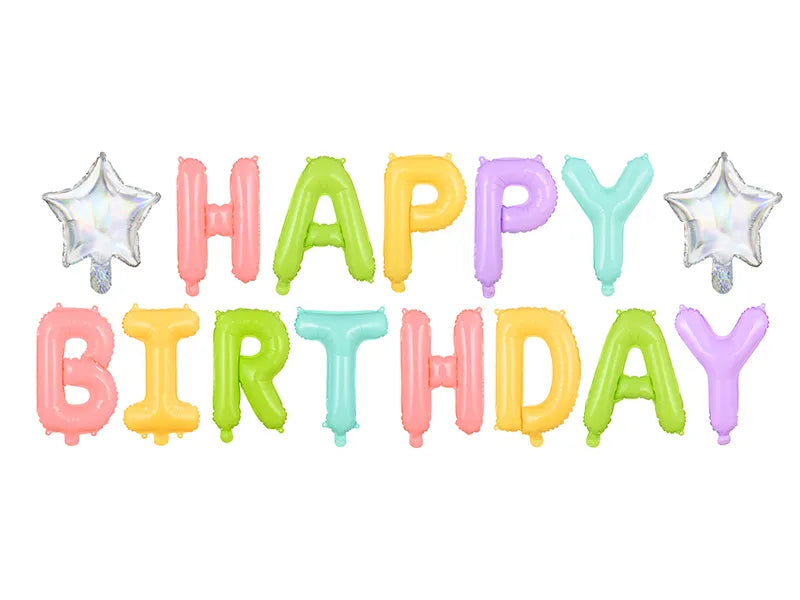 Balon 395x35cm din folie forma Happy Birthday