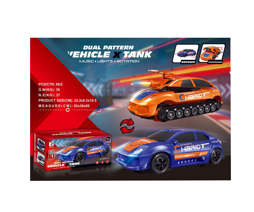 Masina Transformers Tanc, 2 in 1 cu sunete si lumini