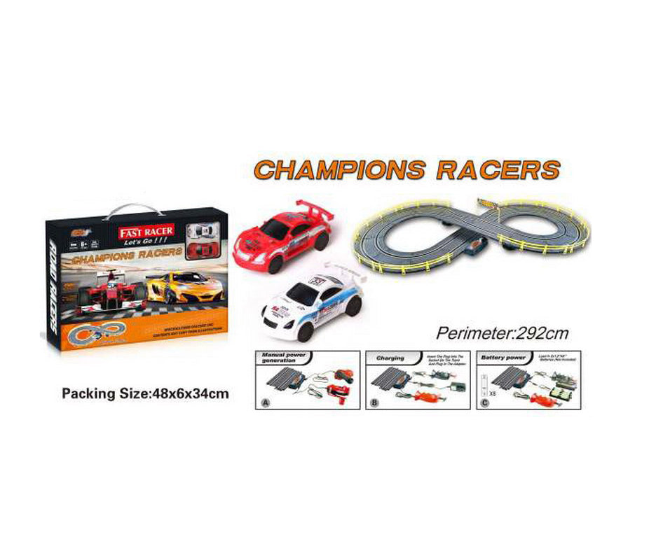 Pista de masini Fast Racer cu doua masinute cu telecomanda